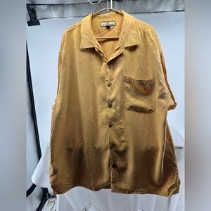 Tommy Bahama yellow and pink tropical floral silk shirt